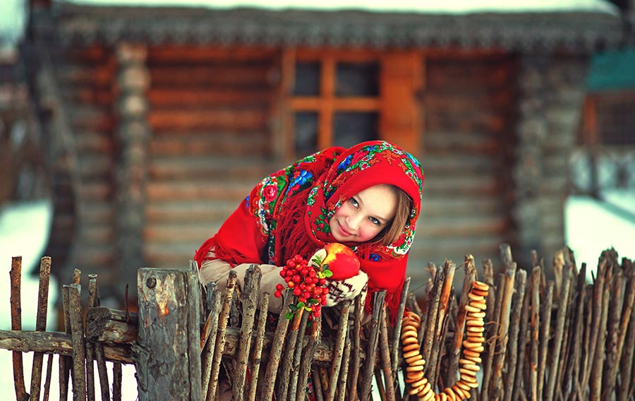 Sexy girl Women in Slavic costumes in Iquitos